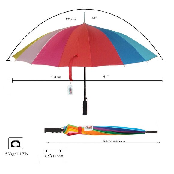 Variety To Go® 16K Large Windproof Rainbow Umbrella (Straight Handle) - Picture 3 of 7